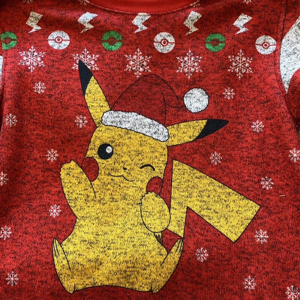 Pokemon Pikachu Christmas holiday sweatshirt. Size Junior XL - Picture 3 of 5